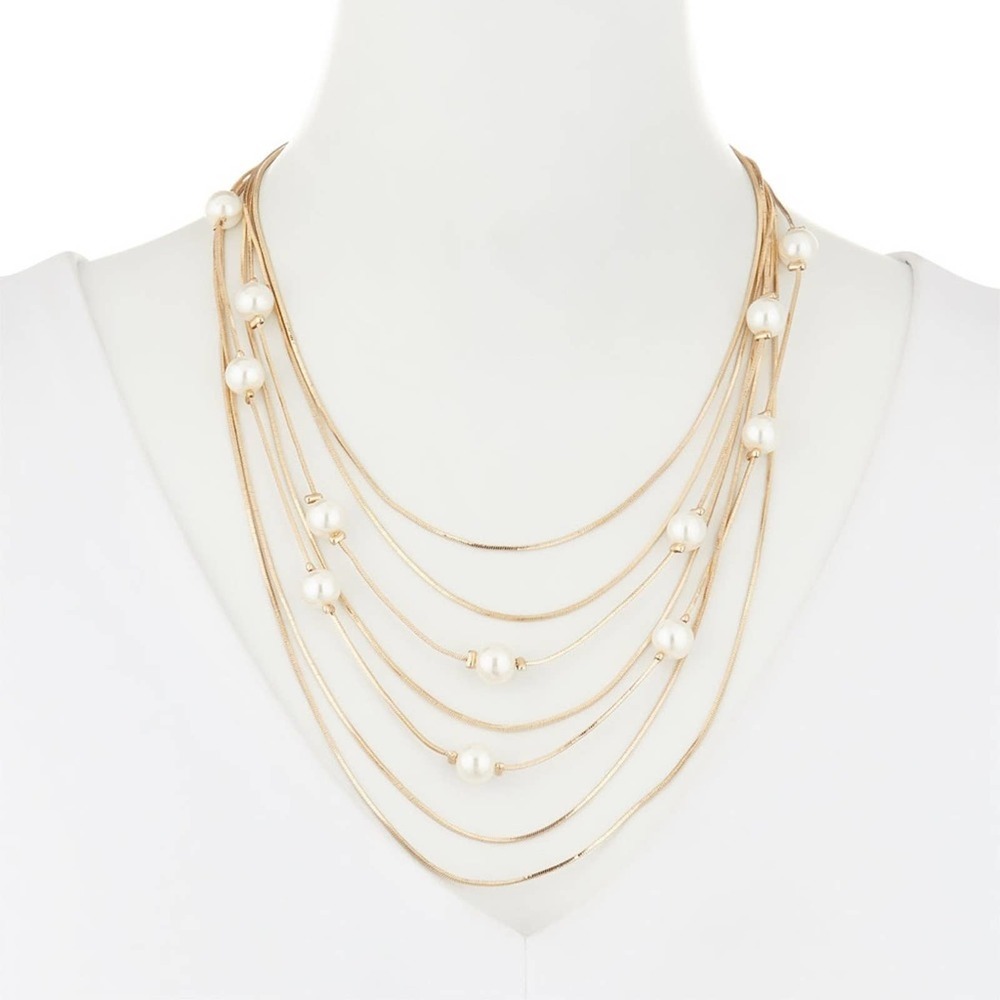 Kenneth Jay Lane gold tone multi-chain necklace NWT